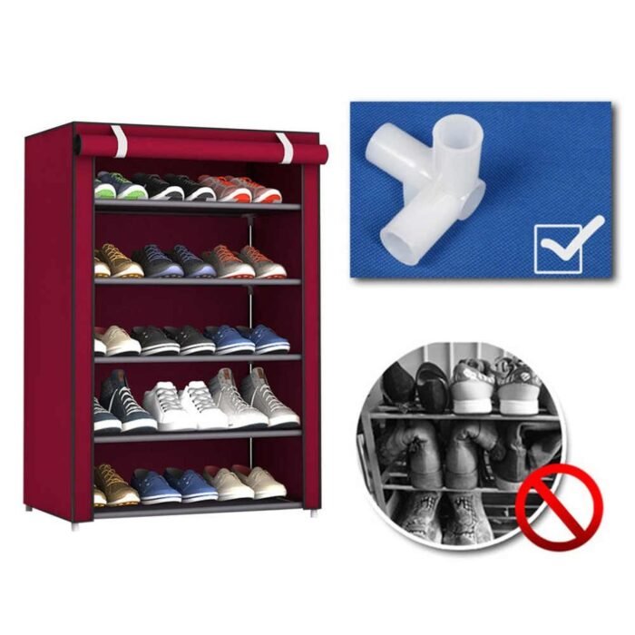 رف أحذية من القماش الغير منسوج 5 طبقات: Meuble à chaussures en tissu 5 niveaux model 8258 - Image 4