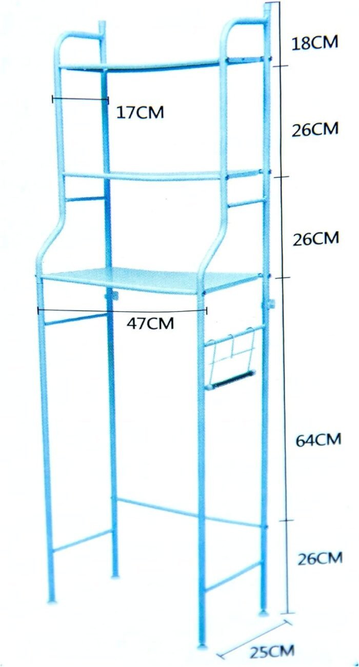 رف تخزين من 3 طبقات للاستعمال فوق الغسالة او الحمام : Étagère de rangement à 3 niveaux pour lave-linge ou salle de bain 8813 - Image 4