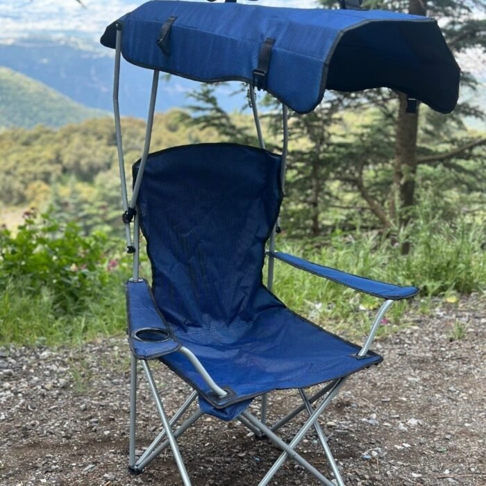 Chaise Longue Pliable Avec Porte-Gobelet et Ombrelle – كرسي استرخاء قابل للطي مع حامل كوب ومظلة - Image 6