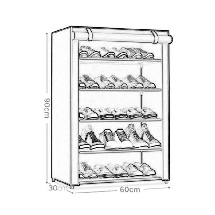 رف أحذية من القماش الغير منسوج 5 طبقات: Meuble à chaussures en tissu 5 niveaux model 8258 - Image 5