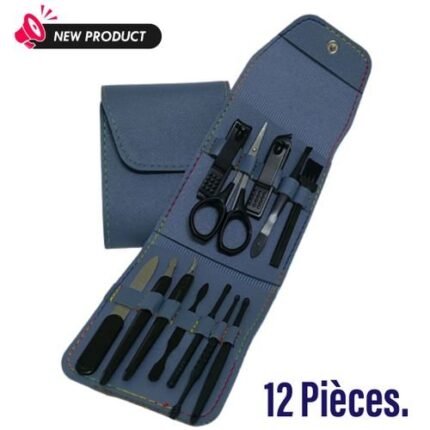 مجموعة مانيكير وباديكير كاملة احترافية 12 قطعة مع حقيبة: Ensemble de manucure et pédicure professionnel complet 12 pièces avec Trousse. WP-9068