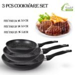 طقم  3 قطع من المقلاة الغير لاصقة و الرخامية : Ensemble de 3 poêles à frire antiadhésives Tefal en marbre RF-032 - Image 2