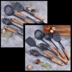 مجموعة أدوات مطبخ من السيليكون مع مقبض خشبي 12 قطعة : 12 pièces d’ustensiles de cuisine en silicone - Image 2