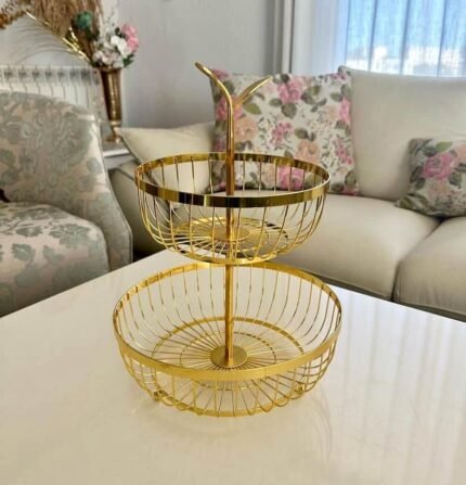 سلة فاكهة معدنية بطبقتين :  Corbeille à fruits en métal à deux étages RF/W-002