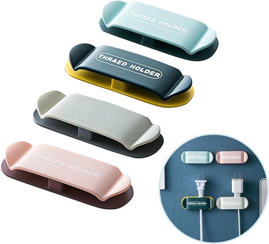 615gKlPNqjL._AC_UF8941000_QL80_.jpg حامل قابس السلك - مشبك بدون ثقوب لتنظيم قابس الكابل (مجموعة من 4 قطع بألوان متنوعة) : Porte-fil de prise - Clip sans trou pour organisateur de prise de câble (ensemble de 4 pièces de couleurs mélangées) RF-054 - Image 1