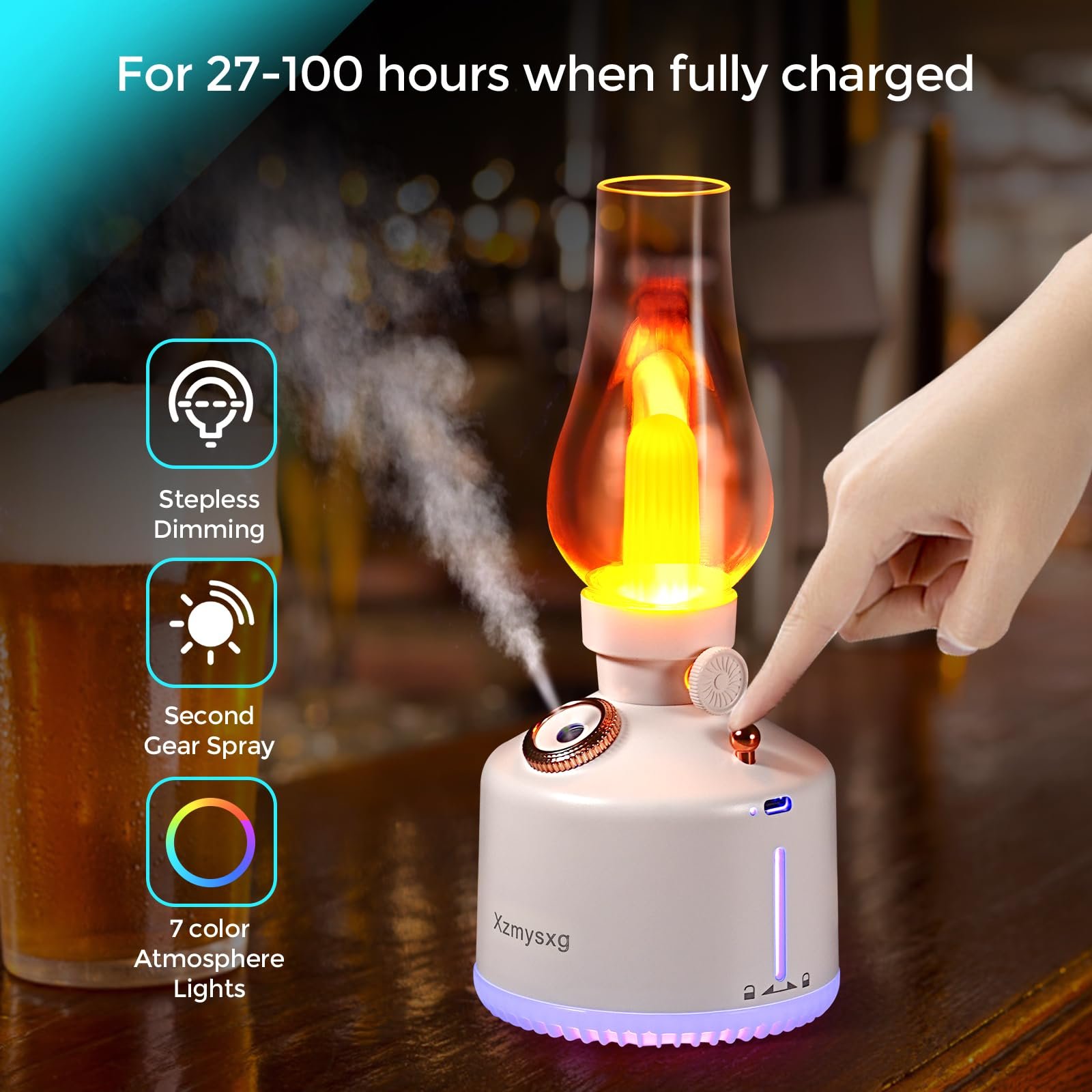 71EzALXNIYL فواحة عطرية على شكل فانوس مضيئ Diffuseur d'huile essentielle pour maison et bureau, lampe rétro, humidificateur d'air électrique, vaporisateur à brume fraîche RF/LA-0621 - الصورة 1