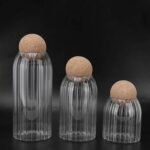 ⁦مجموعة من 3 زجاجات تخزين مختلفة الاحجام مع سدادة من الفلين : Ensemble de 3 bocaux de rangement en verre de différentes tailles avec bouchon en liège 5123-7⁩ - الصورة ⁦2⁩