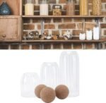 ⁦مجموعة من 3 زجاجات تخزين مختلفة الاحجام مع سدادة من الفلين : Ensemble de 3 bocaux de rangement en verre de différentes tailles avec bouchon en liège 5123-7⁩ - الصورة ⁦4⁩