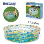 حوض السباحة للأطفال قابل للنفخ بـ3 حجرات هوائية Piscine Gonflable Ronde Motif Avec 3 Compartiments à Air Pour Enfants 170x53cm Bestway#51048