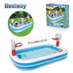 حوض السباحة للأطفال قابل للنفخ مع مرمى كرة السلة Piscine Gonflable avec Basketball Pour Enfants 251x168x102cm Bestway#54122