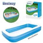 حوض السباحة للأطفال قابل للنفخ بسهولة Piscine Gonflable Rectangulaire Pour Enfants 305x183x46cm Bestway#54150