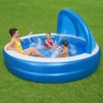 حوض السباحة للأطفال قابل للنفخ بسهولة Piscine Gonflable Pour Enfants Avec Pare-Soleil et Banquette Confortable 241x140cm Bestway#54337 - Image 3
