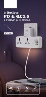 شاحن منزلي متعدد الوظائف سريع الشحن مع ضوء ليلي ونظام أمان للأطفال : Prise de charge rapide domestique multifonctionnelle avec veilleuse QC 3.0 et système de sécurité enfants RF/328u - Image 5