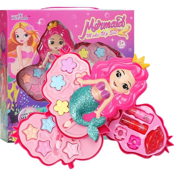 Happy-Mermaid-Kids-Makeup-Set-3-Layers-7.jpg علبة مكياج الحورية للأطفال من ثلاث طبقات: Coffret de maquillage sirène pour enfants 560-3A - الصورة 1
