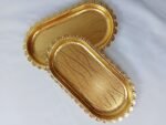 صينية ذهبية أنيقة من الفولاذ المقاوم للصدأ للحلويات : Plateau  en acier inoxydable doré pour gâteaux 2 pcs RF/0857