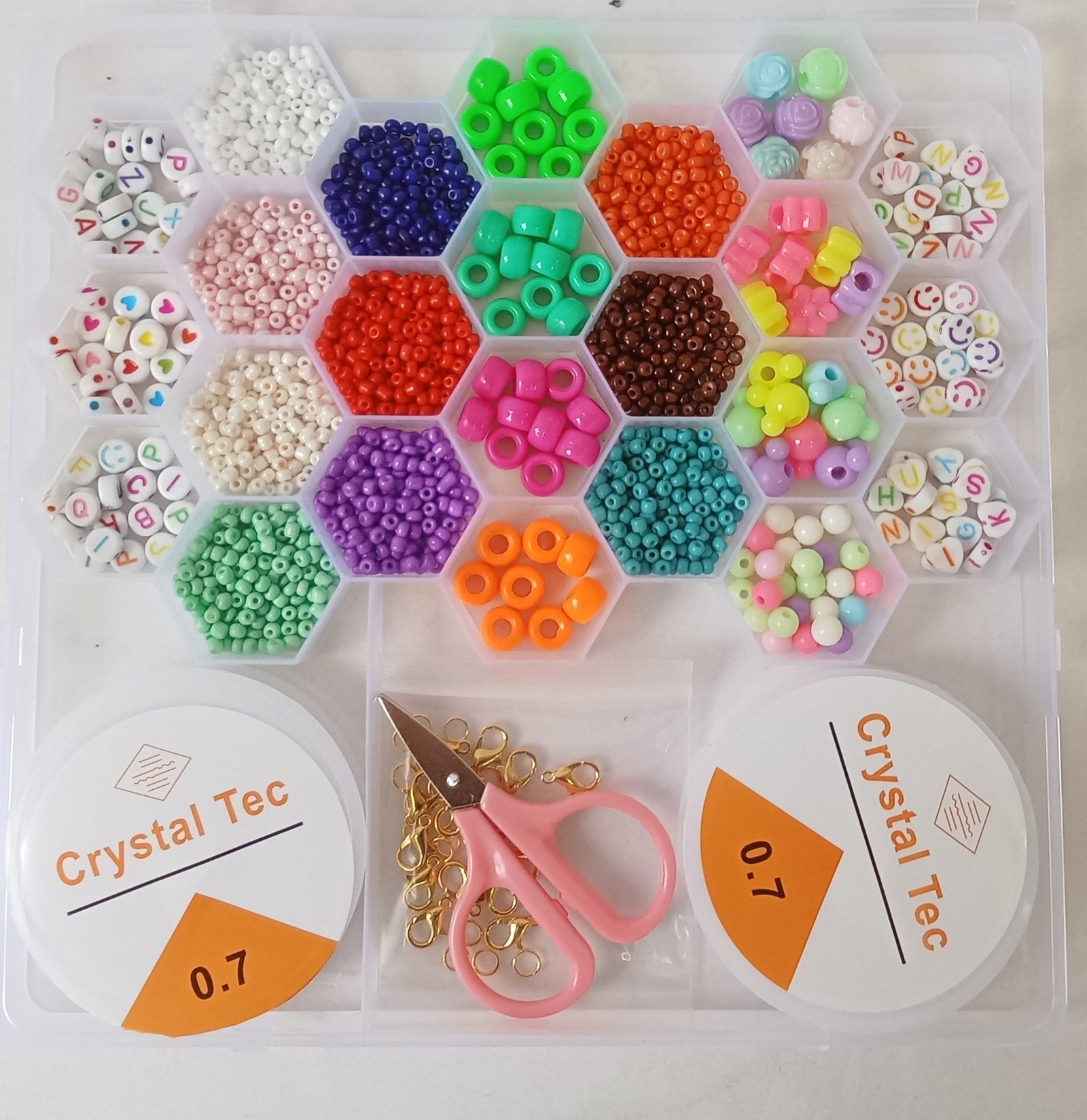 IMG20240601103116-1.jpg مجموعة خرز الطين وبذور الزجاج مع أدوات لصنع المجوهرات للأطفال 24 فتحة : Ensemble de pendentifs pour la fabrication de bijoux enfant 24 grilles RF-017 - Image 1