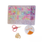 مجموعة بذور الزجاج و حبات الأحرف مع أدوات لصنع المجوهرات للأطفال 24 فتحة : Ensemble de pendentifs et de lettres pour la fabrication de bijoux enfant 24 grilles 889-51A - Image 3