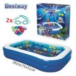 حوض سباحة للأطفال قابل للنفخ مع نظارتين للسباحة Piscine Gonflable Avec Design 3D Pour Enfant 262 x 175 x 51cm Bestway 54177