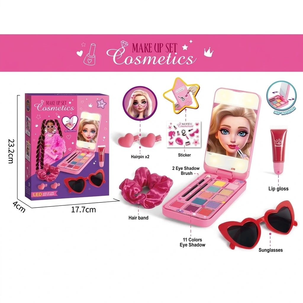 e55a4f46-1435-462c-9a76-138f3ba3a9c3 علبة مكياج للأطفال من باربي : Coffret de maquillage pour enfants AA-2817 - الصورة 1
