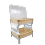 مجفف ومنظم الأطباق ومختلف الأواني المطبخية بغطاء شفاف Ferdi Plast Egouttoir De Cuisine 2 Étage En Plastique Avec Couvercle Transparent RF-138 - Image 3