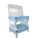 مجفف ومنظم الأطباق ومختلف الأواني المطبخية بغطاء شفاف Ferdi Plast Egouttoir De Cuisine 2 Étage En Plastique Avec Couvercle Transparent RF-138 - Image 4