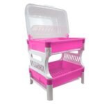 مجفف ومنظم الأطباق ومختلف الأواني المطبخية بغطاء شفاف Ferdi Plast Egouttoir De Cuisine 2 Étage En Plastique Avec Couvercle Transparent RF-138 - Image 5