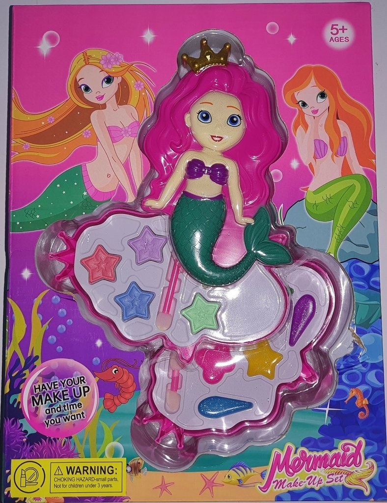 maquiagem-infantil-sereia-caixa-21x29cm5602a11-a41f651f1a70a573da16519318769980-1024-1024.jpg علبة مكياج الحورية للأطفال من طبقتين : Coffret de maquillage sirène pour enfants 560-2A - Image 1