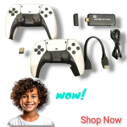 عصا ألعاب فيديو لاسلكية  + جهازين تحكم : Manette de jeu vidéo sans fil avec  jeux intégrés + manette RF/K4