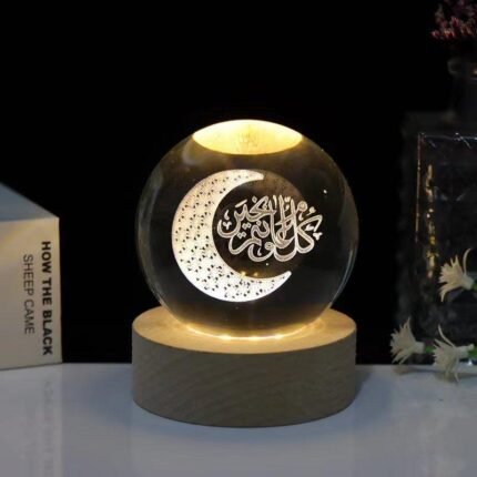 مصباح الكرة البلورية اللامعة ثلاثية الأبعاد : Lampe boule de cristal brillante 3D hs-2313b