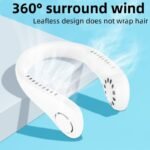 ⁦Ventilateur de cou portable 3 vitesses rechargeable USB,⁩ - الصورة ⁦3⁩