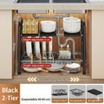 ⁦Organisateur Sous Évier Extensible de Cuisine 2 Niveaux Réglable – منظم أغراض في المطبخ⁩ - الصورة ⁦2⁩
