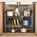 Organisateur Sous Évier Extensible de Cuisine 2 Niveaux Réglable – منظم أغراض في المطبخ