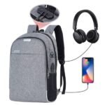 ⁦Sac à dos Bicolore Style Coréen Unisexe 127772-3 Gris – محفظة ظهر للكبار رمادي⁩ - الصورة ⁦3⁩