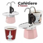 Cafetière Expresso 2 Tasses avec 2 Fontaine Rose – ماكينة تحضير القهوة