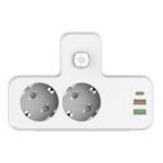 ⁦Rallonge Mural Multifonction – 2 Prises Européennes, 3 Ports USB (dont USB-C) et Lumière LED – مقبس طاقة⁩ - الصورة ⁦3⁩
