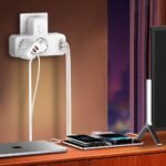 ⁦Rallonge Mural Multifonction – 2 Prises Européennes, 3 Ports USB (dont USB-C) et Lumière LED – مقبس طاقة⁩ - الصورة ⁦2⁩