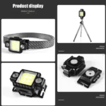 ⁦Lampe frontale Portable COB+XPG multifonctionnelle magnétique USB TYPE-C⁩ - الصورة ⁦5⁩