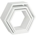 ⁦Lot de 3 Étagères Murales Décorative - Bois - Hexagonale⁩ - الصورة ⁦2⁩