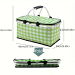 ⁦Panier de pique-nique a isolation thermique pliable portable avec couvercle et poignée en aluminium⁩ - الصورة ⁦3⁩