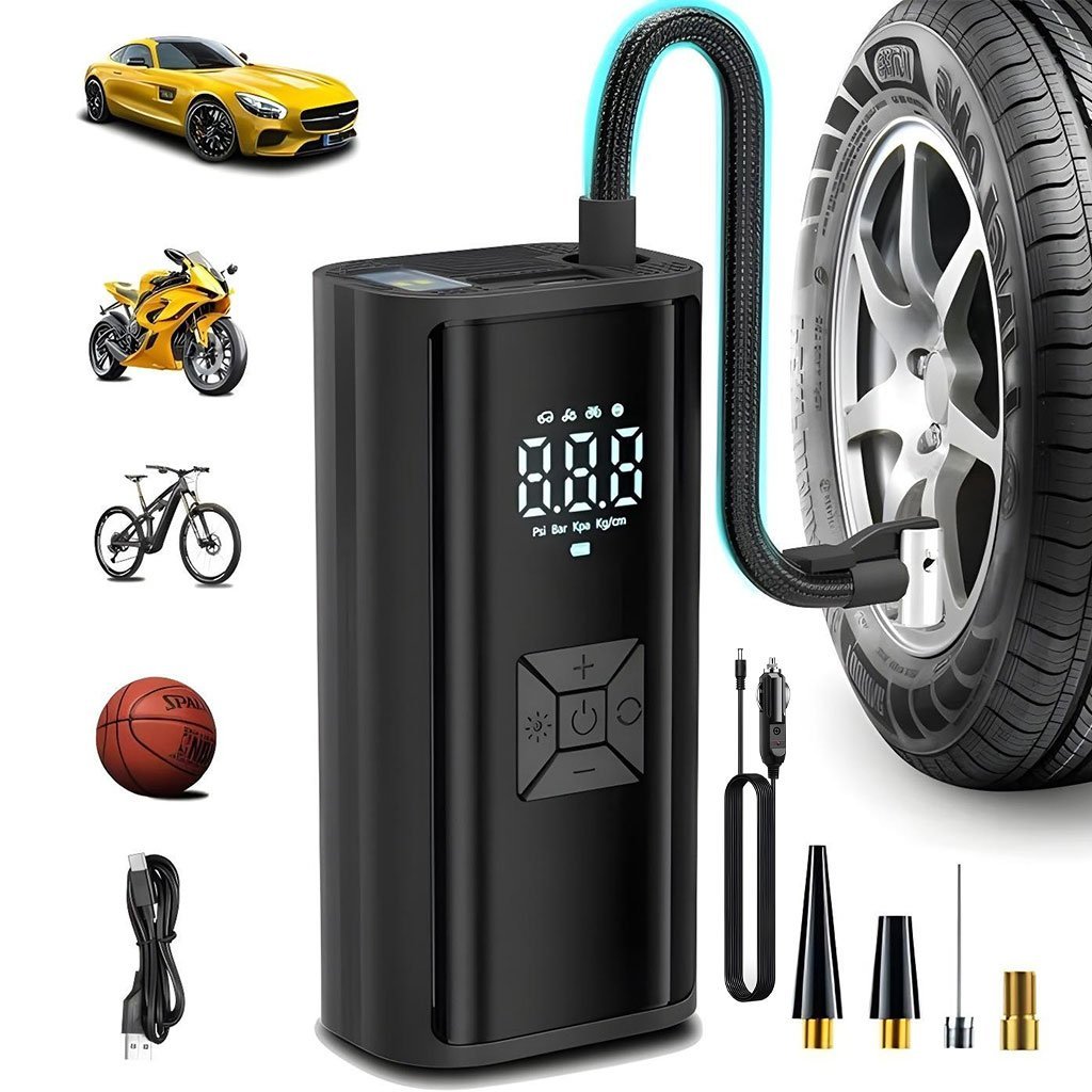 6017-11-cnc-1.jpg Compresseur d’Air Portatif Digital pour Voiture 12V 150psi – جهاز نفخ العجلات - الصورة 1