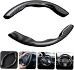 ⁦2 Pcs Housse de Volant Voiture antidérapant Noir carbon⁩ - الصورة ⁦4⁩