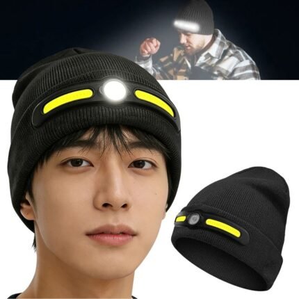 Bonnet d’hiver COB Headlight pour camping et randonnée – قبعة شتوية مزودة بمصباح أمامي