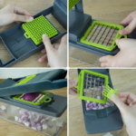 ⁦Hachoir à légumes multifonctionnel 14in1 , trancheur, mandoline, hachoir à oignons pour oignon, pomme de terre, tomate, concombre, carotte⁩ - الصورة ⁦2⁩