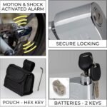 ⁦Antivol à disque en acier inoxydable 110 dB avec clés et pochette de transport – جهاز إنذار مضاد سرقة للدرجات⁩ - الصورة ⁦5⁩