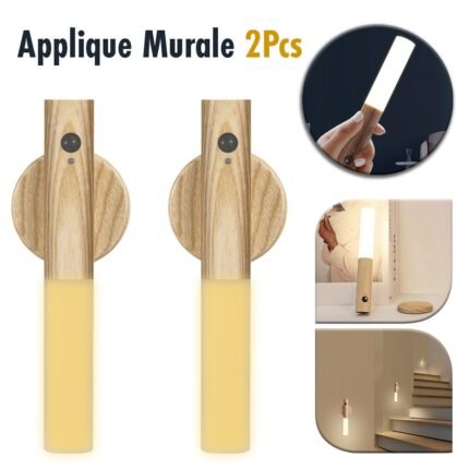 Pack 2 applique murale magnétique à détecteur de mouvement avec batterie rechargeable – طقم مصباحين بمستشعر حركة