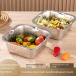 ⁦Râpe multifonctionnelle Delaval en acier inoxydable avec panier d’égouttage 3EN1 – مفرمة وقطاعة خضر متعددة الإستعمالات⁩ - الصورة ⁦6⁩