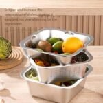 ⁦Râpe multifonctionnelle Delaval en acier inoxydable avec panier d’égouttage 3EN1 – مفرمة وقطاعة خضر متعددة الإستعمالات⁩ - الصورة ⁦4⁩