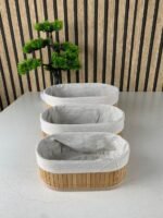 ⁦Ensemble de 3 paniers rangement en bambou de haute qualité⁩ - الصورة ⁦7⁩