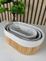 ⁦Ensemble de 3 paniers rangement en bambou de haute qualité⁩ - الصورة ⁦6⁩