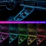 ⁦Bande lumineuse LED en néon RGB pour intérieur de voiture, éclairage suivi son d'ambiance Avec app et télécommande⁩ - الصورة ⁦3⁩